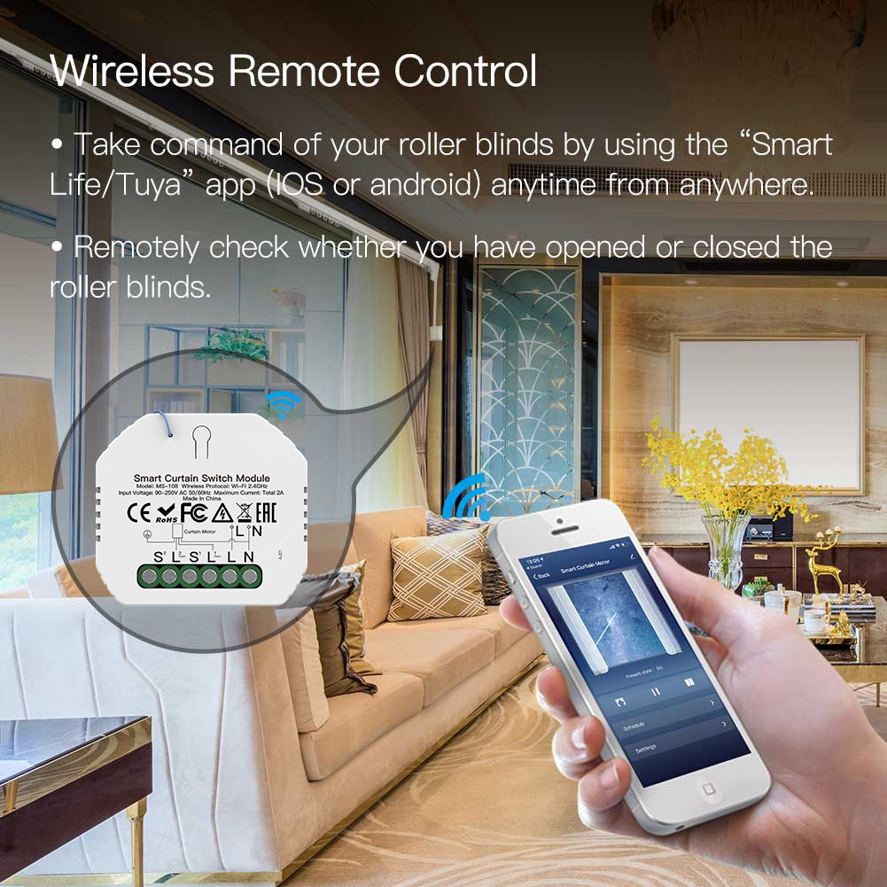 Smart WiFi 1-Gang-Vorhang-Jalousie-Schaltermodul für Rollladen