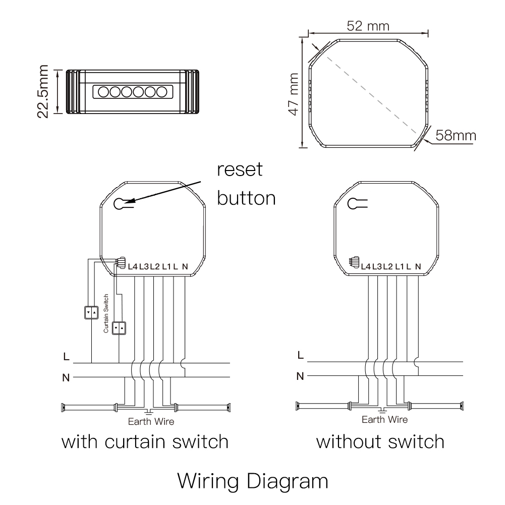 Smart WiFi 2-Gang-Doppelvorhang-Jalousie-Schaltermodul für Rollladen