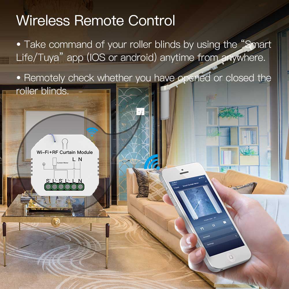 Smart WiFi RF433 1-Gang-Vorhang-Jalousie-Schaltermodul für Rollladen