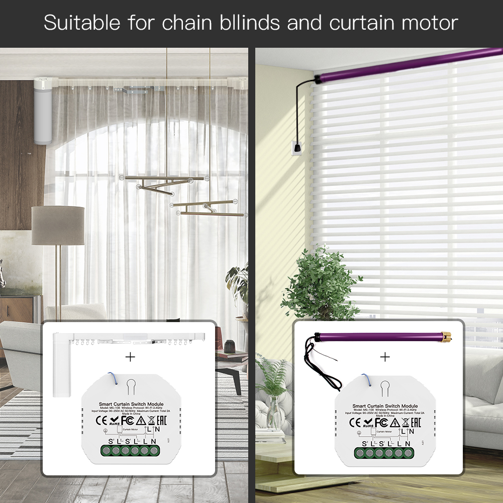 Smart WiFi 1-Gang-Vorhang-Jalousie-Schaltermodul für Rollladen